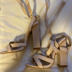 Tan Lace Up Heels